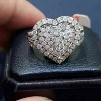 Fede nuziale in oro bianco 14 carati FN 2,60 CT rotonda creata in laboratorio... - Immagine 1 di 3