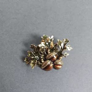 Cluster Of Acorns Gold Toned Lapel Hat Jacket Pin 2"x1.5" - Picture 1 of 2