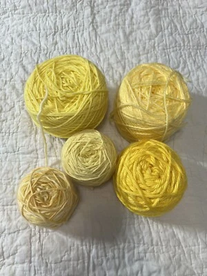 Mixed LOT 5 Acrylic Yarn 🧶 Balls Yellow Bright Pale 1.5 Lbs Mixed Ply - Image 1 of 4
