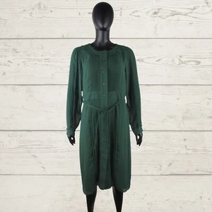 NOA NOA Green Button Front Dress Cardigan Belt Included L Polyster Lined - Picture 1 of 24