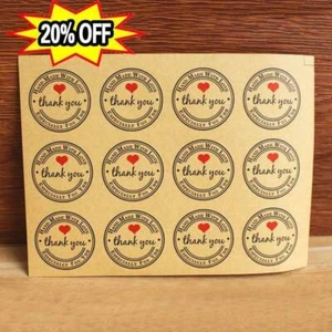 12Pcs Thank You Stickers Seal Labels Craft Packaging Kraft Sell Sticker T9U1 - Picture 1 of 8