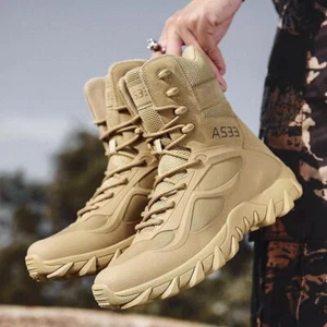 Zapatos Botas Para Trabajar de Hombre Casuales Altas Militares Calzado Masculino - Picture 1 of 14