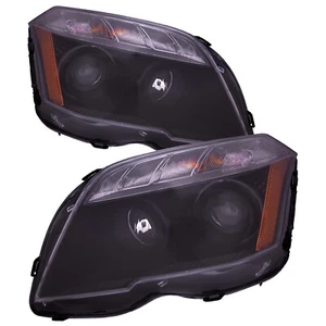 Headlight Set W/ Black Housing Clear Lens Fits 2010-2012 Mercedes Benz GLK - Picture 1 of 8