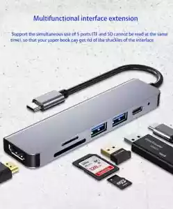 7 in 1 USB C HUB HDMI Multiport Card Reader Docking Station For Macbook Pro/Air - Picture 1 of 10