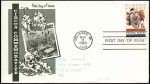 US FDC #1309 #M16 1st R. DeWitt Cachet Delavan, WI Circus - Picture 1 of 1
