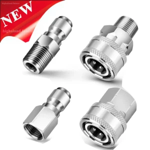 4Pcs NPT 3/8 Inch Pressure Washer Adapter Stainless Steel Quick Connect Fitting - Picture 1 of 10
