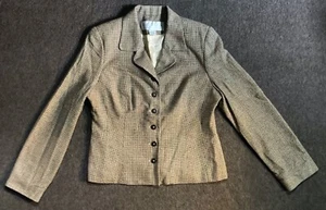 Doncaster Women’s 100% Woven Silk Houndstooth Tweed Blazer Jacket Size 10 VTG - Picture 1 of 14