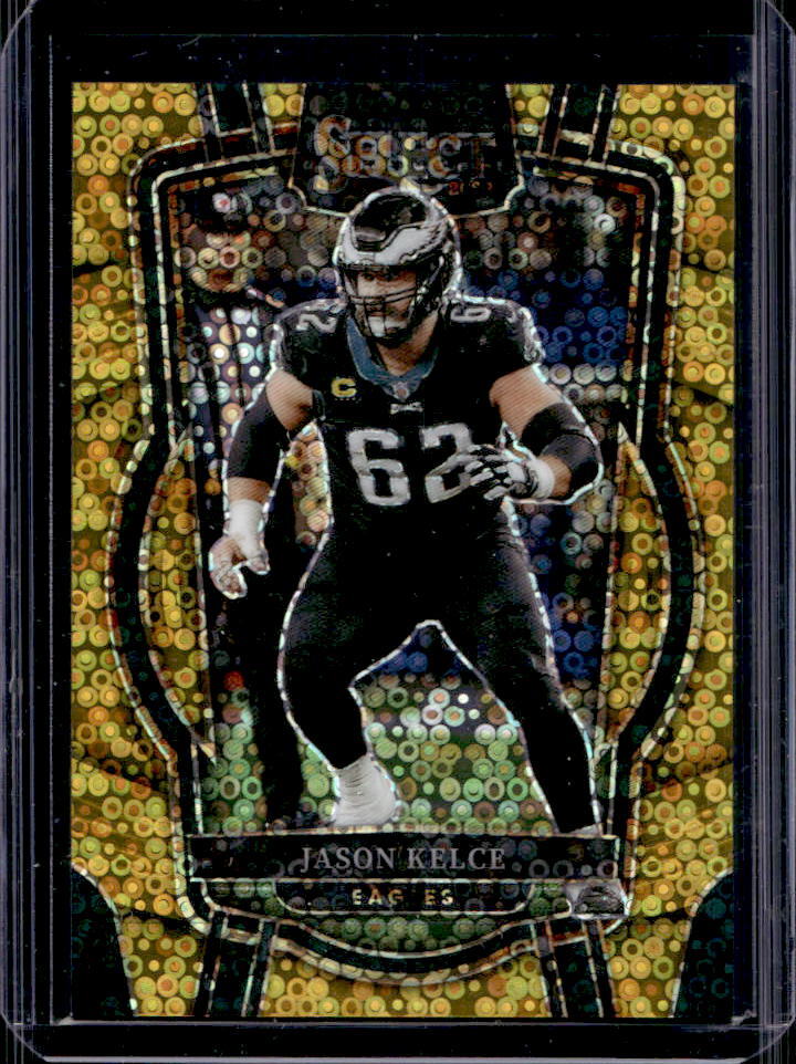 2022 Panini Select Jason Kelce Club Level Gold Disco Prizm #06/10 Eagles