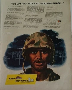 Nash Kelvinator 1944 soldado militar para Joe Pete Jack y Harry anuncio - Imagen 1 de 1