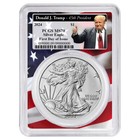 2024 $1 American Silver Eagle Pcgs Ms70 Fdoi Trump 45th President Label Flag .