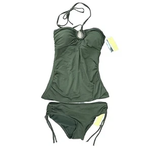 Michael Kors Womens Bathing Suit Swim 2 Piece Top Bottom Green Cruise 2019 sz XS - Picture 1 of 14