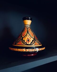 Moroccan Tagine - Yellow and Black Handmade with Traditional Marrakesh Design