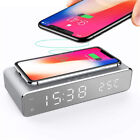 Digital LED Desk Alarm Clock with Phone /Pad Wireless Charger Thermometer Time