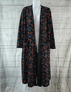 Cárdigan LuLaRoe Mujer Sarah Duster Talla Pequeña Negro Azul Geométrico Manga Larga - Imagen 1 de 6