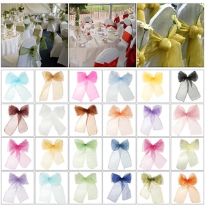 25 un. Fajas de silla de organza para bodas fiestas Fajas Cubierta de silla Arcos Decoración - Imagen 1 de 159