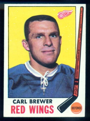 1969-70 TOPPS HOCKEY #59 CARL BREWER NM DETROIT RED WINGS Maple leafs Card - Image 1 of 2