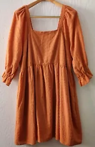 Abito casual da donna MADEWELL NE798 Plus 16 W marrone senape cotone collo quadrato - Foto 1 di 13