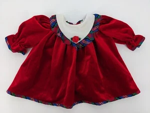 Vintage Polly Flinders Baby Girl Red Velvet Holiday Dress Size 3 Months - Picture 1 of 14