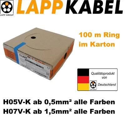Lapp Litze flexibel H05V-K 0,5mm 0,75 1,0 H07V-K 1,5 2,5 4 6 10 16 alle Farben - Bild 1 von 4