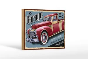 Holzschild Retro 18x12 cm Auto Garage service parts open 24  Schild wooden sign - Bild 1 von 5
