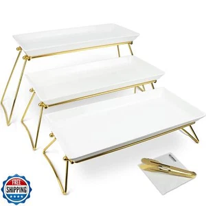 ECOIOU Extra Large 3 Tier Serving Tray, 24 x22 x 9.8 Inch Melamine Tiered Tra - Picture 1 of 5