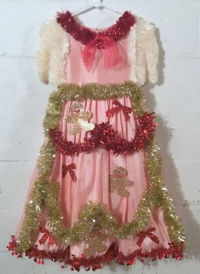 Ugly Christmas Dress Girls 8 Long Gingerbread Bows Garland - Image 1 of 4