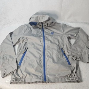 TIMBERLAND Gray Jacket Blue Trim Boys Sz M Light - Picture 1 of 6