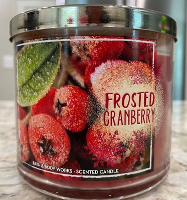 Bath And Body Works Candle Frosted Cranberry 3 Wick 14.5oz New Iced Cranberries - Image 1 of 4
