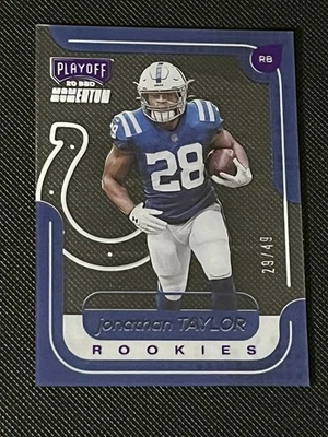 Jonathan Taylor RC 2020 Panini Chronicles Playoff Momentum Rookies Purple /49 SP - Image 1 of 2
