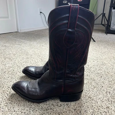 Botas de Vaquero Lucchese Para Hombres Gavin Talla 10.5 E Negro Cereza Cuero de Cabra 32741 Foto 1 de 4