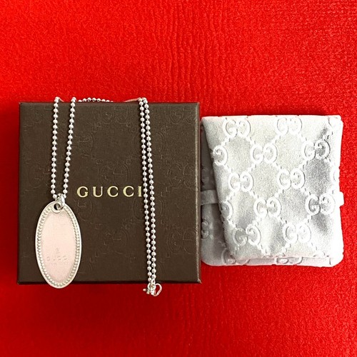 GUCCI Collana con etichetta ovale argento 925 ciondolo accessori 43040