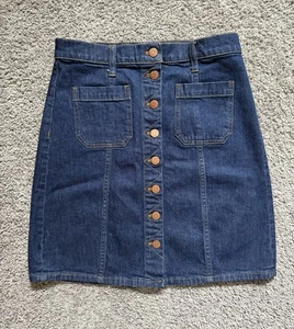 Falda vaquera Madewell para mujer Academia Preppy con botones delanteros talla 27 - Imagen 1 de 6