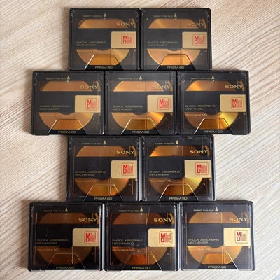 10 x Sony Prism 60 min minidisco oro nero MD supporti audio dal Giappone - Immagine 1 di 4