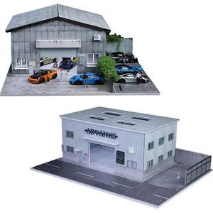 Diorama 1 /64 Parking Lot Model LED Repair Shop Street Building Scene Model Toys - Picture 1 of 84