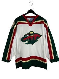 Minnesota Wild Vintage CCM Air-Knit Maska Jersey Mens Large White NHL - Picture 1 of 20