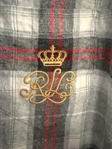 Ralph Lauren graues Flanell Schlafhemd Gr. 2XL kariert mit Monogrammtasche - Bild 1 von 8