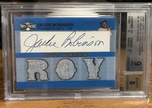 Jackie Robinson 2008 Topps Triple Threads Cut Above Relic Autograph BGS 9 8 Auto