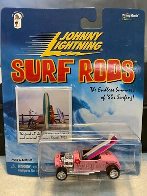 1/64 JOHNNY LIGHTNING SURF RODS WITH BOARDS 1930'S FORD CUSTOM PICKUP PINK - Image 1 of 2