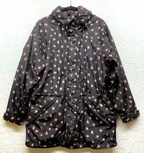 Cabi Jacket Womens Medium Black Rainy Day Jacket Flower Burst Hooded Zip 4115 - Picture 1 of 15