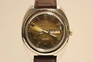 RELOJ SUIZO AUTOMÁTICO DÍA Y FECHA VINTAGE RARO BIG ST.STEEL PARA HOMBRE "JUPITER" DE LUXE - Imagen 1 de 8