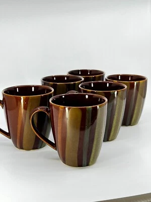 6 tazas de café marrón Sango Avanti rayas de gres sobre arena retiradas 4722 de colección Foto 1 de 4