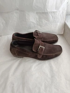 ERMENEGILDO ZEGNA Suede  Buckle Loafers  Shoes  Men's 9.5 D Italy  Distressed  - Picture 1 of 15