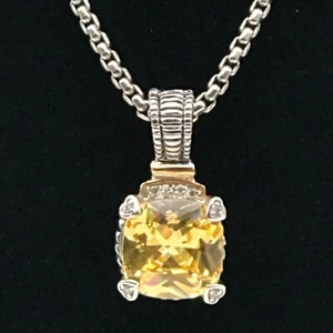 Swarovski Halskette Zitronenquarz Kristall Kissenschliff Citrin gelb Anhänger groß - Bild 1 von 10