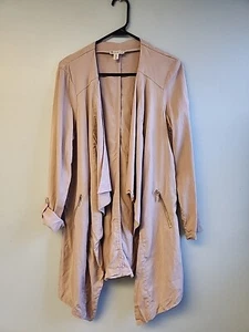 Cárdigan ELAINE ROSE Chaqueta Asimétrica Cremallera Ligera Manga Pestaña Enrollable Rosa Talla L  - Imagen 1 de 8