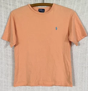 Polo Ralph Lauren Boy's Medium Orange w/ Aqua Blue Logo Crewneck S/S T-Shirt Tee - Picture 1 of 3