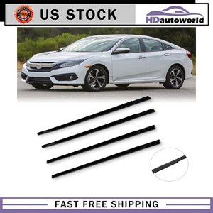 For 2016-2021 Honda Civic Sedan Weatherstrip Window Moulding Trim Seal Belt 4pc - Picture 1 of 5