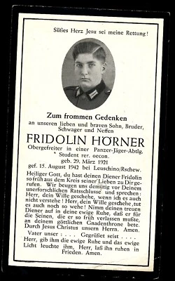 Totenzettel - Soldat Panzer-Jäger-Abteilung gefallen bei Leuschino/Rschew - Bild 1 von 2