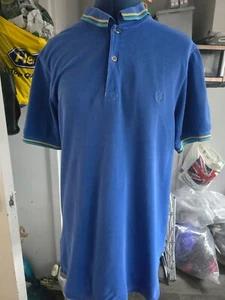 Fred Perry TWIN TIP POLO TOP BLUE SIZE M SLIM FIT - Picture 1 of 2