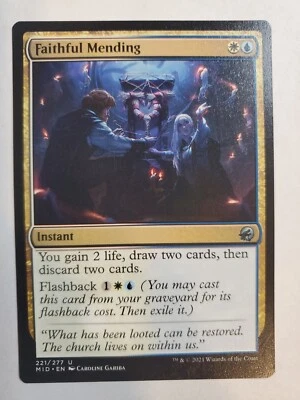 MTG Magic The Gathering Card Faithful Mending Instant Innistrad Midnight Hunt  - Image 1 of 2