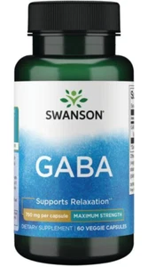 Swanson, GABA 750mg Maximum Strength - Gamma-Aminobutyric Acid - 60 Capsules - Picture 1 of 2